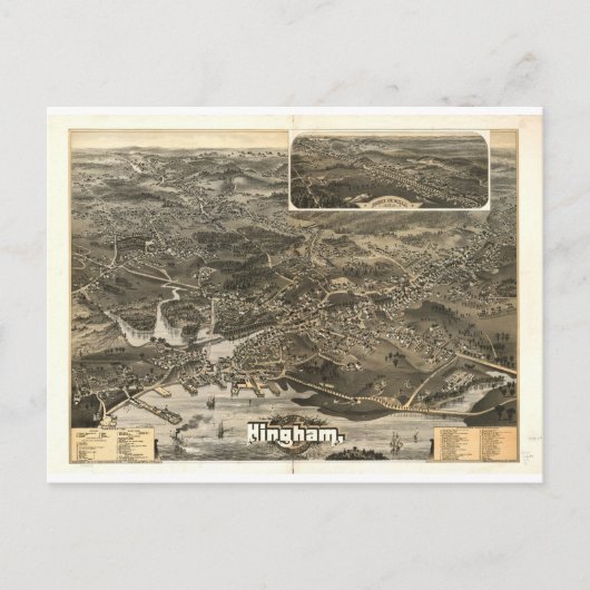 Hingham, Massachusetts in 1885 Briefkaart (Voorkant)