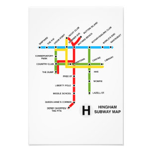 Hingham Massachusetts Subway Map Satire Foto Afdruk