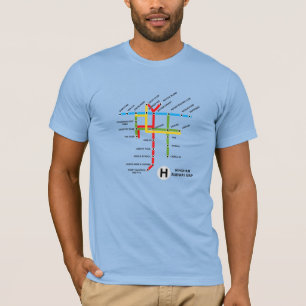 Hingham metrokaart T-shirt, blauw T-shirt