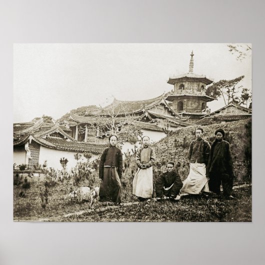 HINGWHA CITY CHINA 1904 FOTOGRAPH TEMPLE GROUP POSTER (Voorkant)
