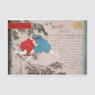 Hino Kumawaka Leaping uit Bamboo door Yoshitoshi Tissuepapier