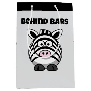 Hinter tralies zebra – Grappige cartoon dier woord Medium Cadeauzakje