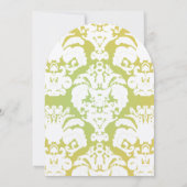 Hints van Butter Yellow Lime Green Damask Wedding Kaart (Achterkant)