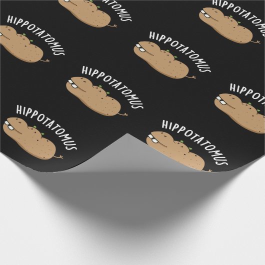 Hip-aardappel-mus Funny Hippo Pun Dark BG Cadeaupapier (Hoek)
