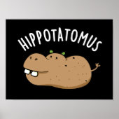 Hip-aardappel-mus Funny Hippo Pun Dark BG Poster (Voorkant)