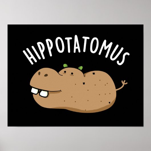 Hip-aardappel-mus Funny Hippo Pun Dark BG Poster (Voorkant)