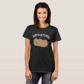 Hip-aardappel-mus Funny Hippo Pun Dark BG T-shirt (Voorkant volledig)