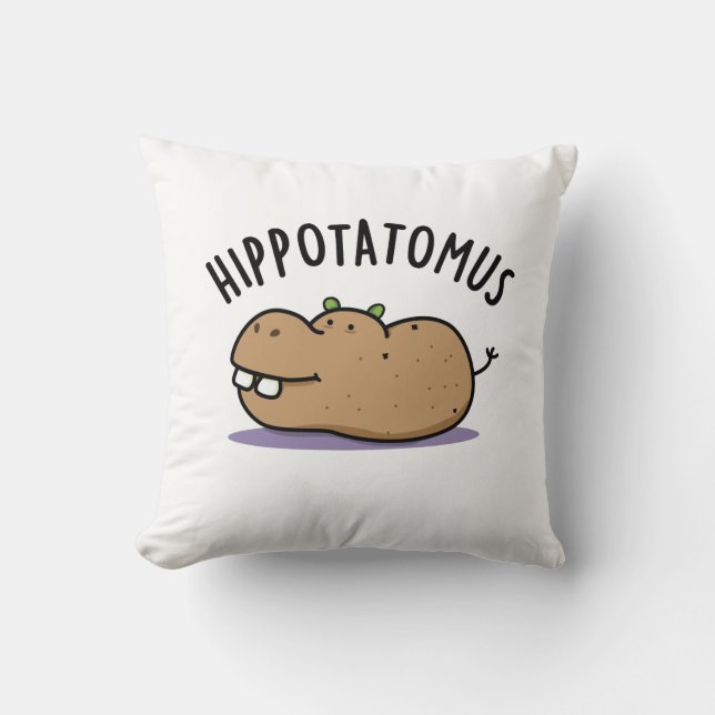 Hip-aardappel-mus Funny Hippo Pun Kussen (Voorkant)