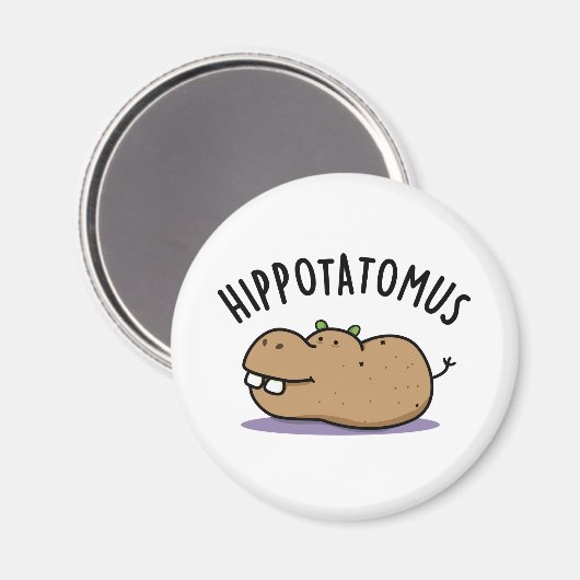 Hip-aardappel-mus Funny Hippo Pun Magneet (Voorkant / Achterkant)