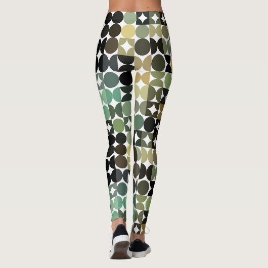 Hip Abstract Half Circles Industrial Fusion Art Leggings (Achterkant)