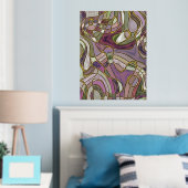 Hip Abstracte golvende lijnen gouden mozaïek kunst Folie Afdrukken (Insitu (Slaapkamer))