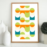 Hip Abstracte halve cirkels avy Mosaic Art Patroon Poster<br><div class="desc">Mooie hedendaagse sinaasappel, ivoorcrème, wit, kalkgroen en blauwgroen blauw groen gekleurd golvende geometrische halve cirkels en vierkanten. Elegant, stijlvol en eclectisch minimalistisch ontwerp voor de artistieke heuptrendsetter, retro art stijl of abstract digitaal geometrisch motief minnaar. Pas dit ontwerp aan met uw interieurkleuren en decoreer uw muur met iets exclusief en...</div>
