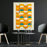 Hip Abstracte halve cirkels avy Mosaic Art Patroon Poster<br><div class="desc">Mooie hedendaagse oranje ivoorcrème van gebroken wit, zonnig geel en blauwgroen blauw, groen gekleurde, golvende geometrische halve cirkels en vierkantjes. Elegant, stijlvol en eclectisch minimalistisch ontwerp voor de artistieke heuptrendsetter, retro art stijl of abstract digitaal geometrisch motief minnaar. Pas dit ontwerp aan met uw interieurkleuren en decoreer uw muur met...</div>