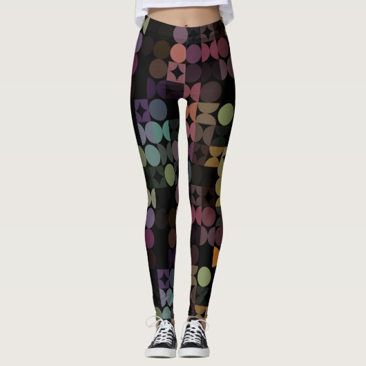 Hip Abstracte halve cirkels industriële fusiekunst Leggings (Voorkant)