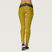 Hip Black Belt Star - Zwarte Polka Dots op Geel Leggings (Achterkant)