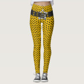 Hip Black Belt Star - Zwarte Polka Dots op Geel Leggings (Voorkant)