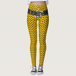 Hip Black Belt Star - Zwarte Polka Dots op Geel Leggings