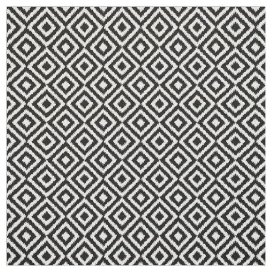 Hip Black White Ikat Diamond Square Mosaic Pattern Stof (Swatch)