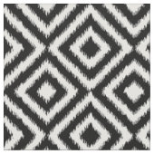 Hip Black White Ikat Diamond Square Mosaic Pattern Stof (Close Up)