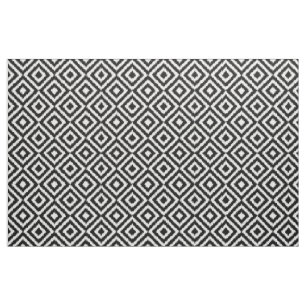 Hip Black White Ikat Diamond Square Mosaic Pattern Stof