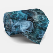 Hip Blauw Grijs Abstract Smoke Wave Art Pattern Stropdas (Opgerold)