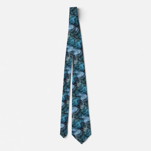 Hip Blauw Grijs Abstract Smoke Wave Art Pattern Stropdas (Achterkant)