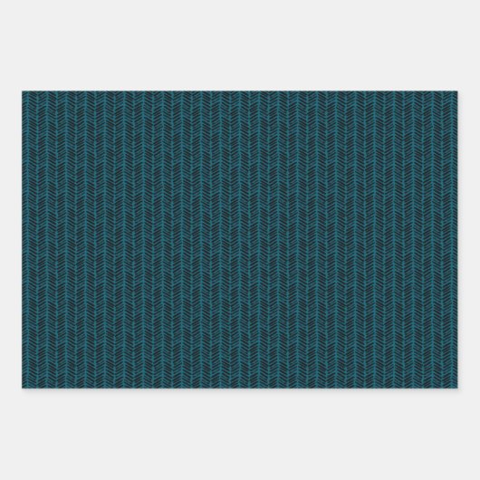Hip Blauwgroen Blauw Wit Abstract Zigzag Stripes Inpakpapier Vel (Voorkant 3)