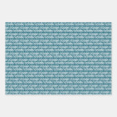 Hip Blauwgroen Blauw Wit Abstract Zigzag Stripes Inpakpapier Vel (Voorkant 2)