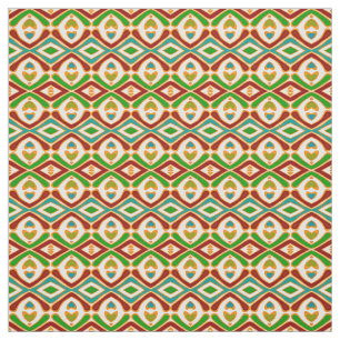 Hip Blauwgroen Blue Oranje Green Tribal Pattern Stof