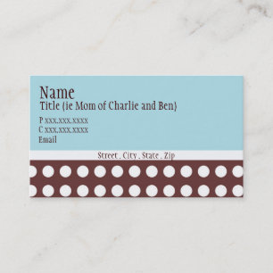 Hip Blue en Brown Dot "mammie card" Contactkaartje