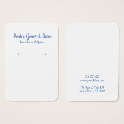 Hip Blue Oorbel of Sieraden Display Kaart (Voorkant /achterkant)