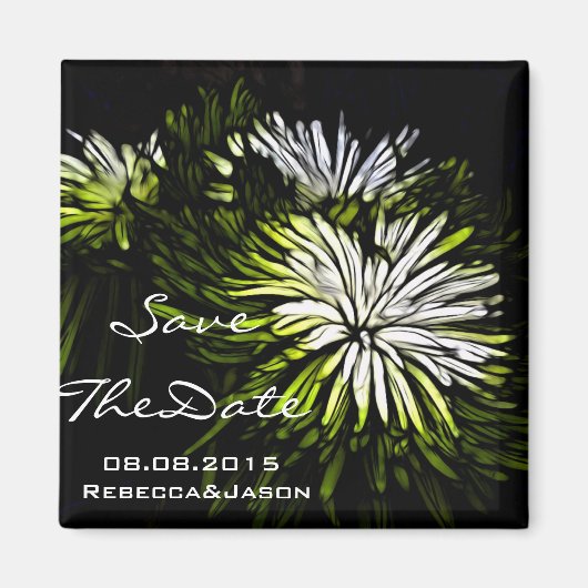 Hip bohemian green Chrysanthemum bruiloft Magneet (Voorkant)