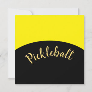 Hip Bright Yellow Black Curves Pickleball Script Kaart