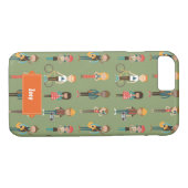 Hip Cartoon Mensen Illustratiepatroon (groen) Case-Mate iPhone Case (Achterkant (Horizontaal))