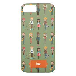 Hip Cartoon Mensen Illustratiepatroon (groen) iPhone 8/7 Hoesje