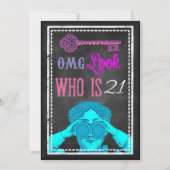 Hip Chalkboard Retro 21st Birthday Party nodigt ui Kaart (Voorkant)