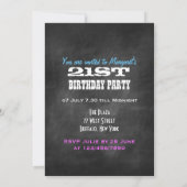 Hip Chalkboard Retro 21st Birthday Party nodigt ui Kaart (Achterkant)