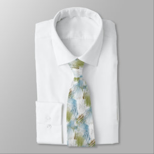 Hip Chic Lime Groen Grijs Blauw Brushstrokes Art Stropdas