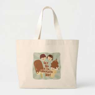 Hip Chocolate Dip Cute Fun Cartoon Ice Cream Grote Tote Bag