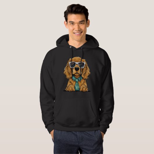 Hip Cocker Spaniel in een zonnebril Hoodie (Voorkant volledig)