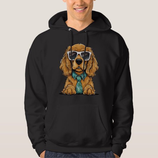 Hip Cocker Spaniel in een zonnebril Hoodie (Voorkant)
