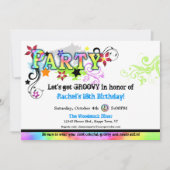 Hip Colorful 'N Groovy Party Invitation Kaart (Voorkant)