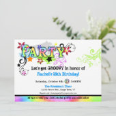 Hip Colorful 'N Groovy Party Invitation Kaart (Staand voorkant)