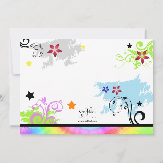 Hip Colorful 'N Groovy Party Invitation Kaart (Achterkant)
