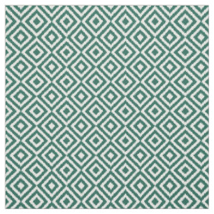 Hip Dark Green Ikat Diamond Squares Mosaic Pattern Stof