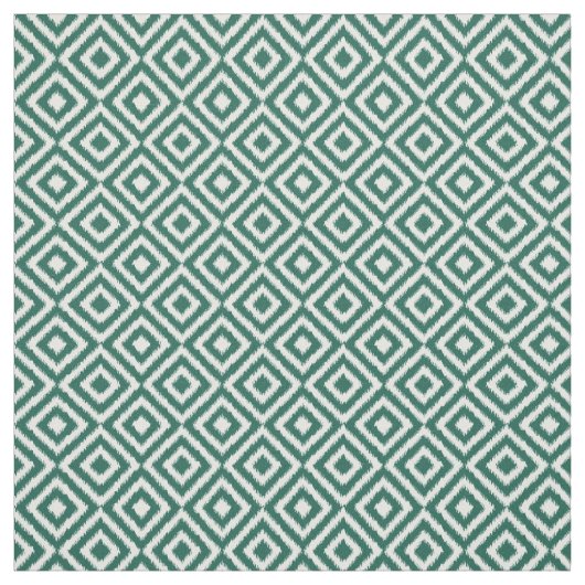 Hip Dark Green Ikat Diamond Squares Mosaic Pattern Stof (Swatch)