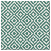 Hip Dark Green Ikat Diamond Squares Mosaic Pattern Stof (Close Up)