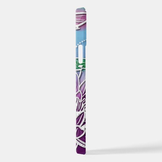 Hip Dragonfly  Moderne Spring Floral Art iPhone Hoesje (Rechterkant)