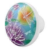 Hip Dragonfly  Moderne Summer Floral Art Keramische Knop (Rechts)