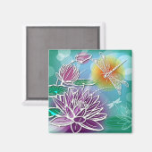 Hip Dragonfly  Moderne Summer Floral Art Magneet (Voorkant / Achterkant)